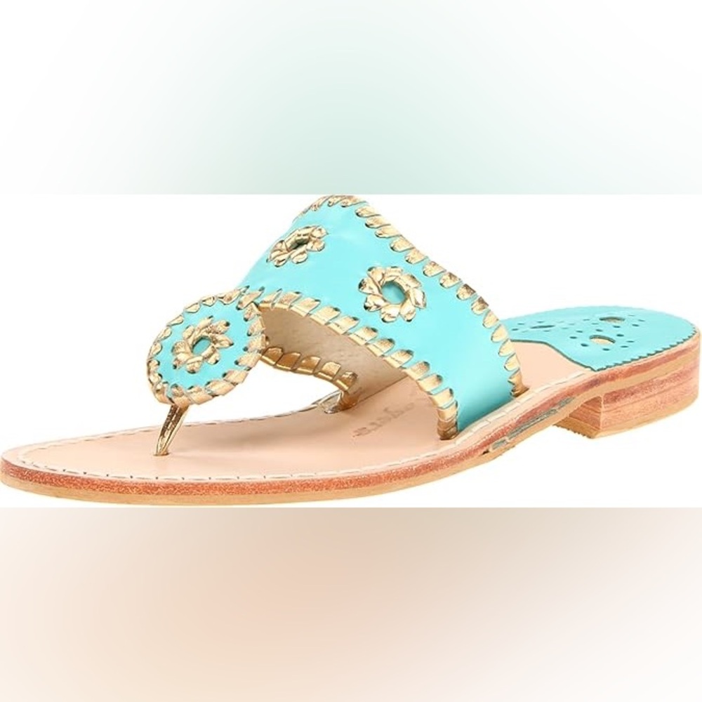 Jack Rogers Teal and Gold Sandals Size 7